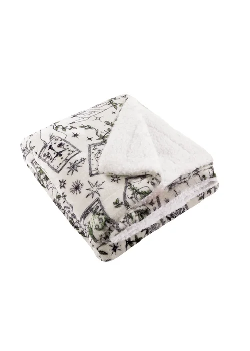 Furn Celestial Stories Printed Sherpa Fleece Green Throw - 130 x 180cm Image 2