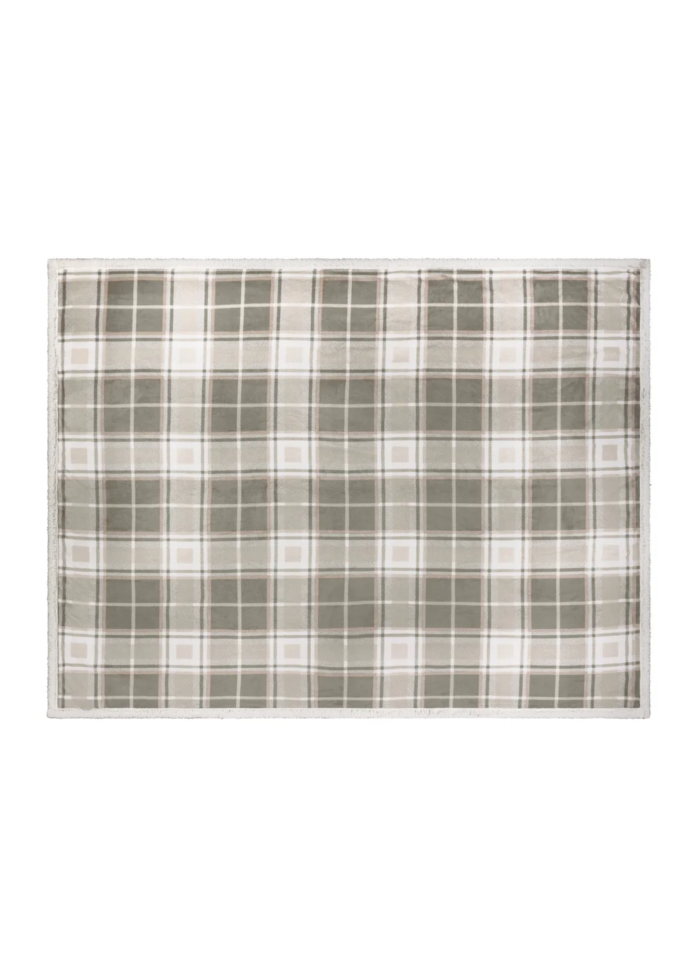 Wylder Nature Braemar Sherpa Tartan Fleece Green/Natural Throw - 140cm x 180cm Image 2