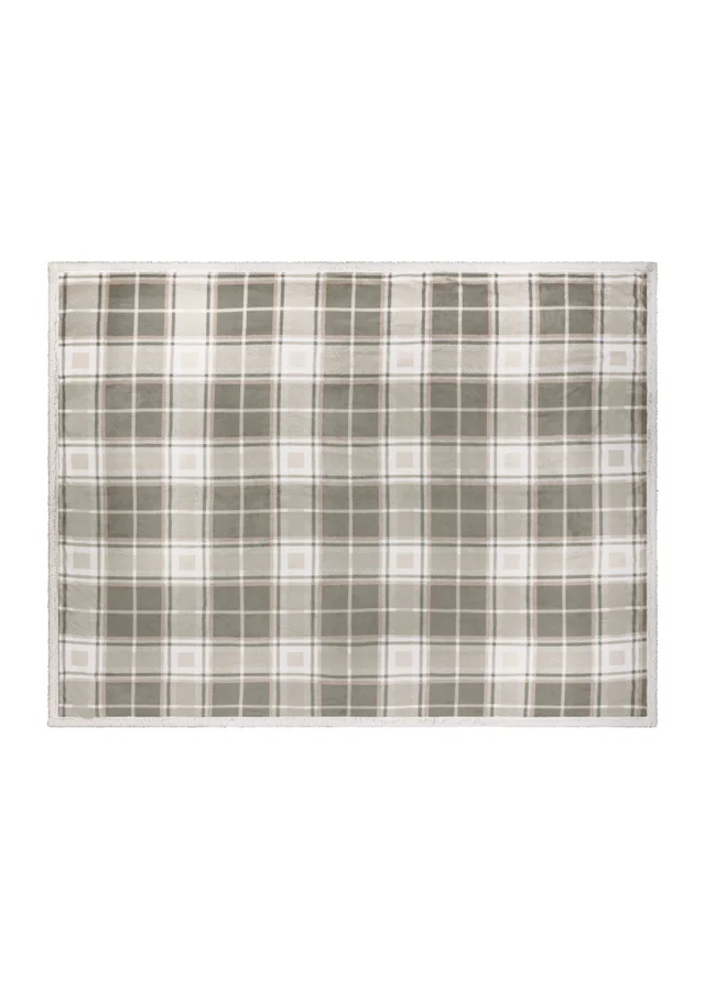 Wylder Nature Braemar Sherpa Tartan Fleece Green/Natural Throw