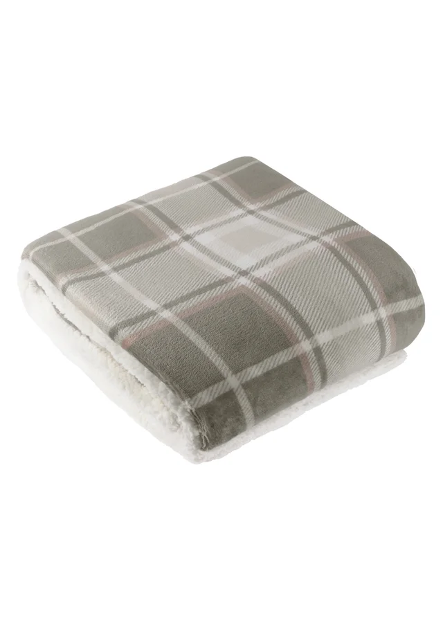 Wylder Nature Braemar Sherpa Tartan Fleece Green/Natural Throw