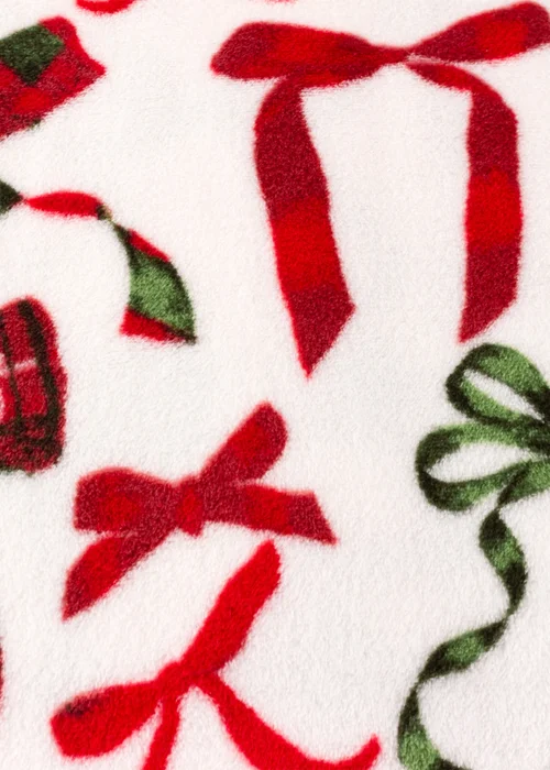 Furn Festive Bows Printed Fleece Berry/Pine Throw - 140cm x 180cm Image 4
