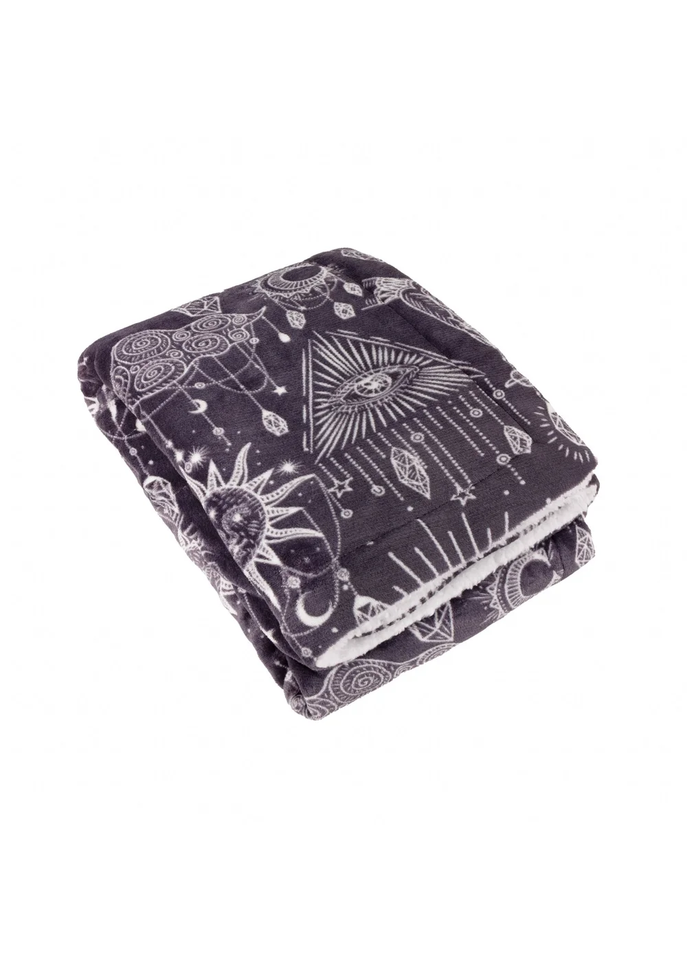 Furn Constellation Printed Sherpa Fleece Charcoal Cream Throw - 130 x 180cm Image 2