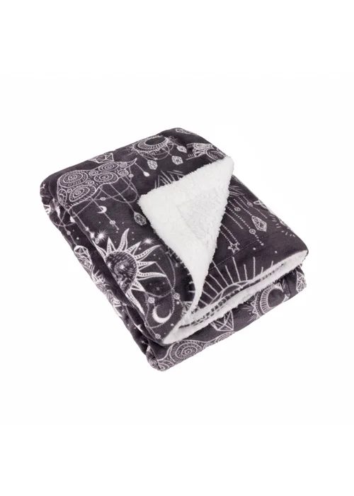 Furn Constellation Printed Sherpa Fleece Charcoal Cream Throw - 130 x 180cm Image 4
