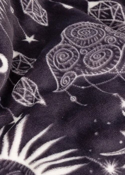 Furn Constellation Printed Sherpa Fleece Charcoal Cream Throw - 130 x 180cm Image 5