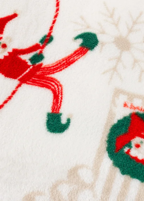 Duvet Day Elfie Printed Fleece Cream/Mint Throw - 140cm x 180cm Image 4