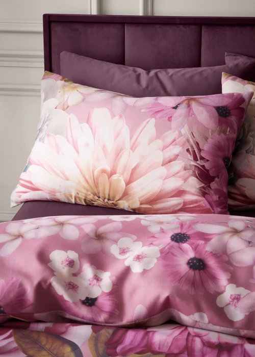 RHS x Catherine Lansfield Rosemoor Floral So Soft Duvet Cover Set Pink - Single Image 3