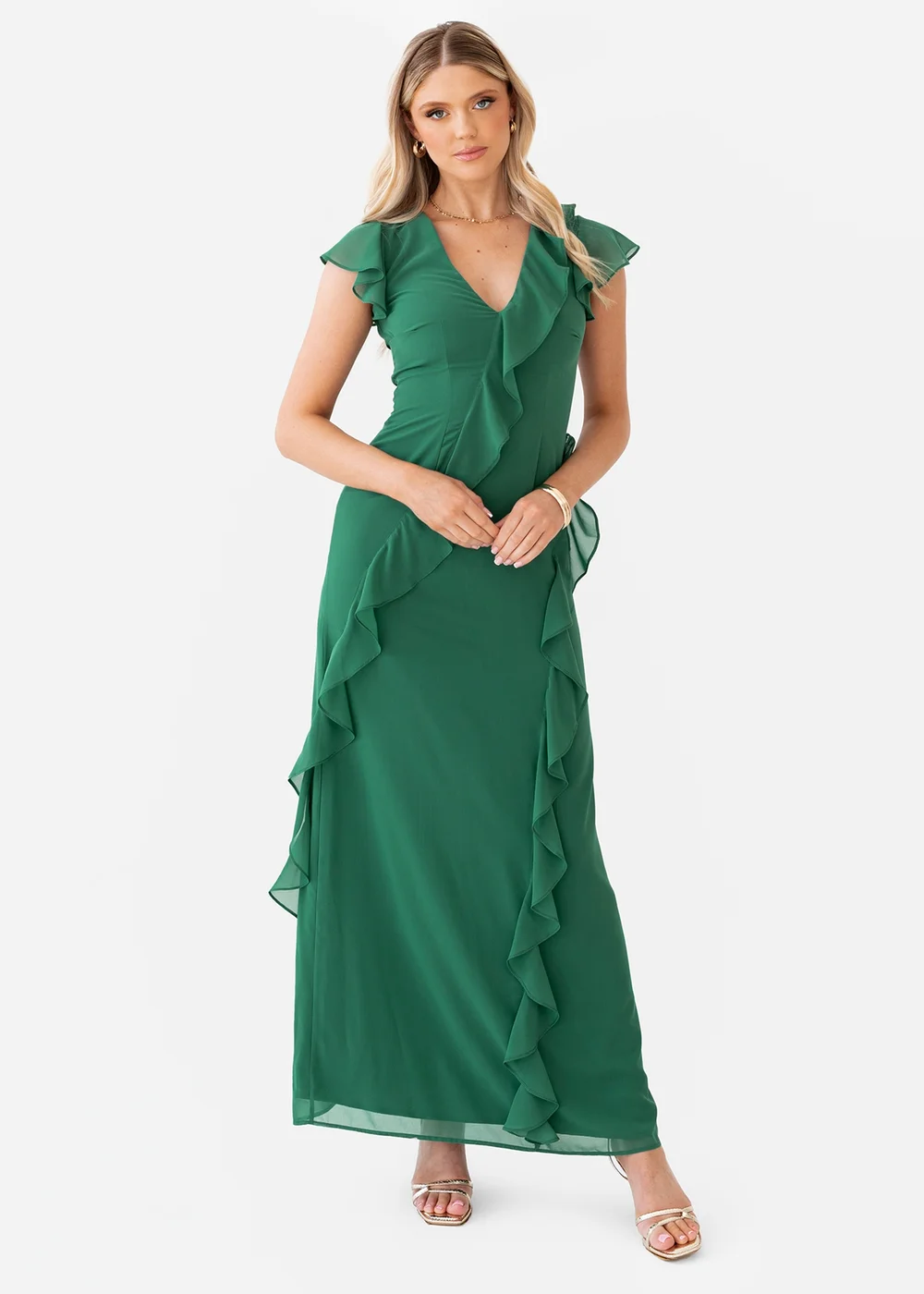 Anaya With Love Evergreen Waterfall Ruffle Maxi Dress - 18 Anaya With Love Evergreen Waterfall Ruffle Maxi Dress - 18
