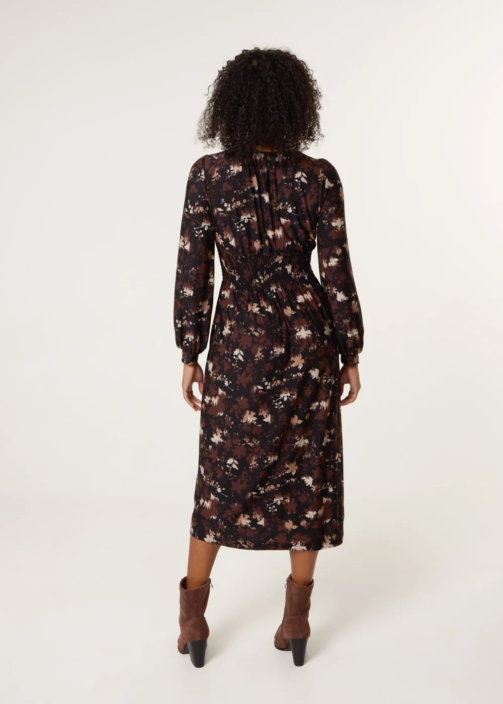 Blue Vanilla Brown Button Front Midi Dress - S/M Image 4