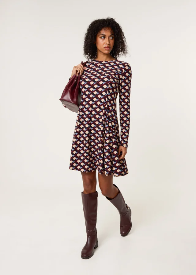 Blue Vanilla Multi Crew Neck Mini Dress