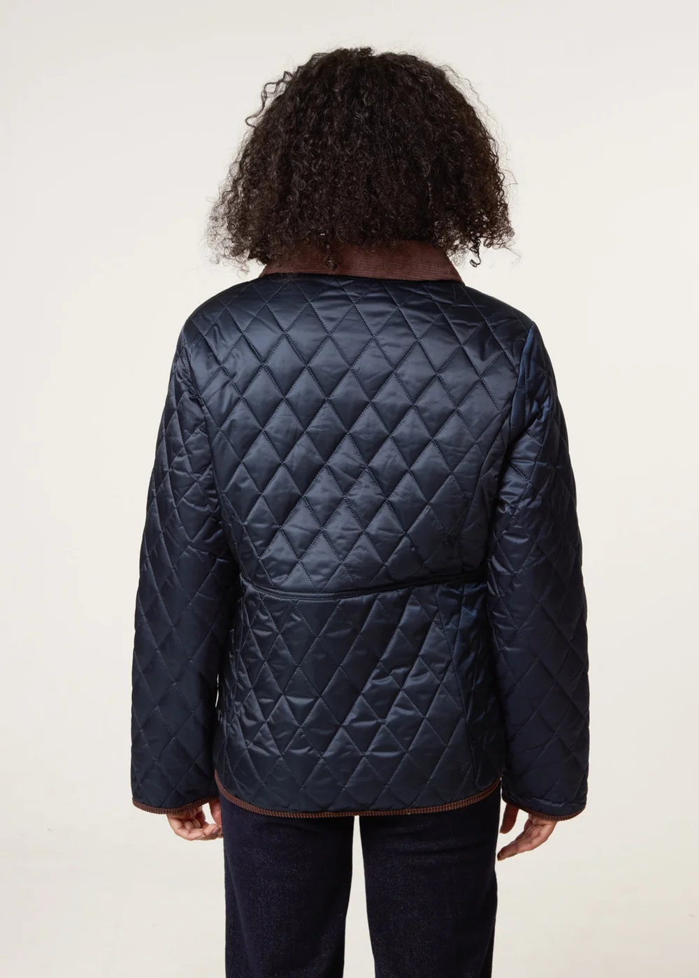 Blue Vanilla Navy Diamond Quilted Cord Collar Coat - S Image 4