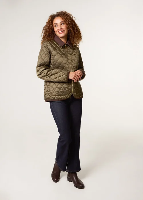 Blue Vanilla Khaki Diamond Quilted Cord Collar Coat - XL Image 4