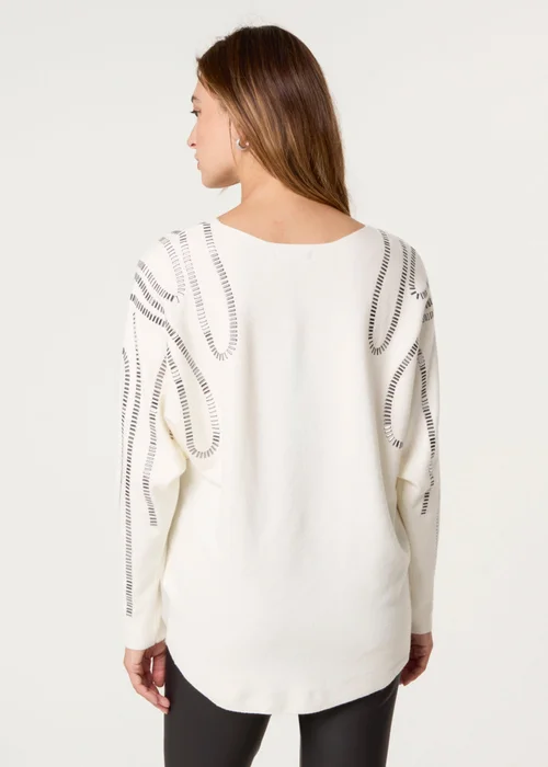 Blue Vanilla Ivory Embellished Shoulder Jumper - M/L Image 4
