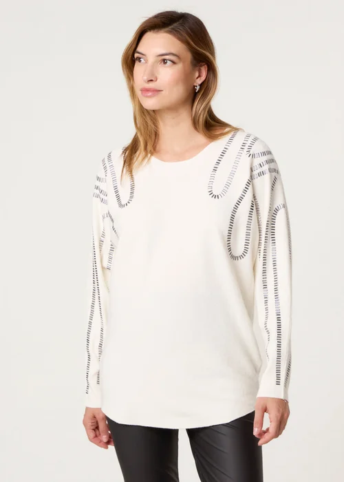 Blue Vanilla Ivory Embellished Shoulder Jumper - M/L Image 2
