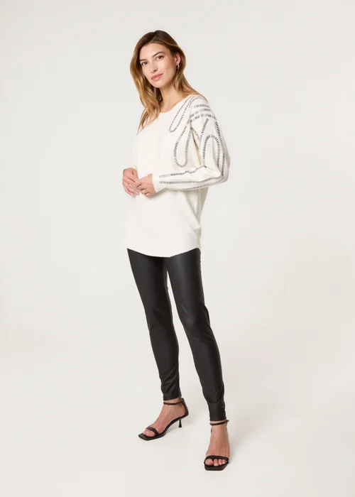 Blue Vanilla Ivory Embellished Shoulder Jumper - M/L Image 3