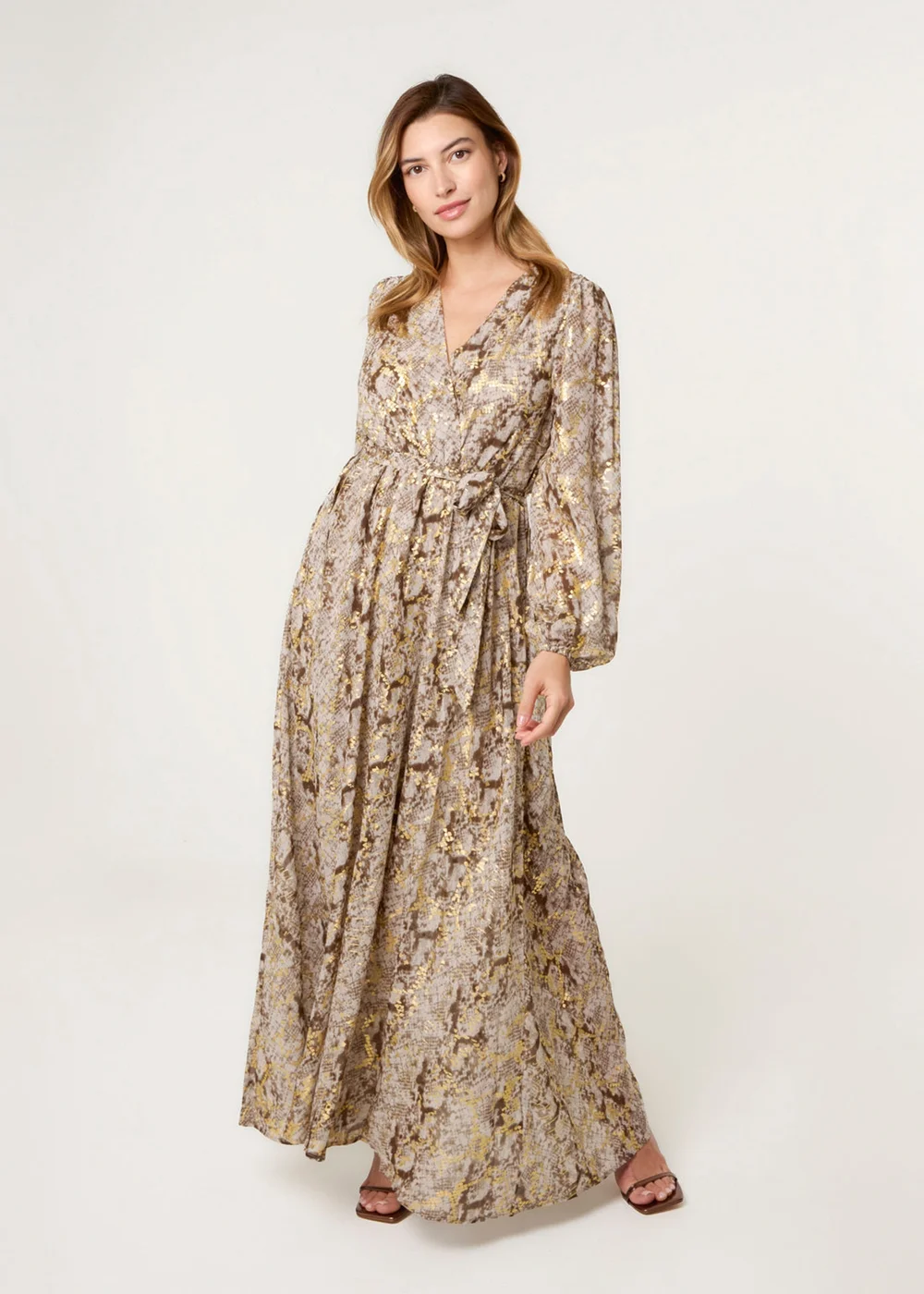 Blue Vanilla Gold Snake Print Long Dress - M | Matalan Blue Vanilla Gold Snake Print Long Dress - M | Matalan