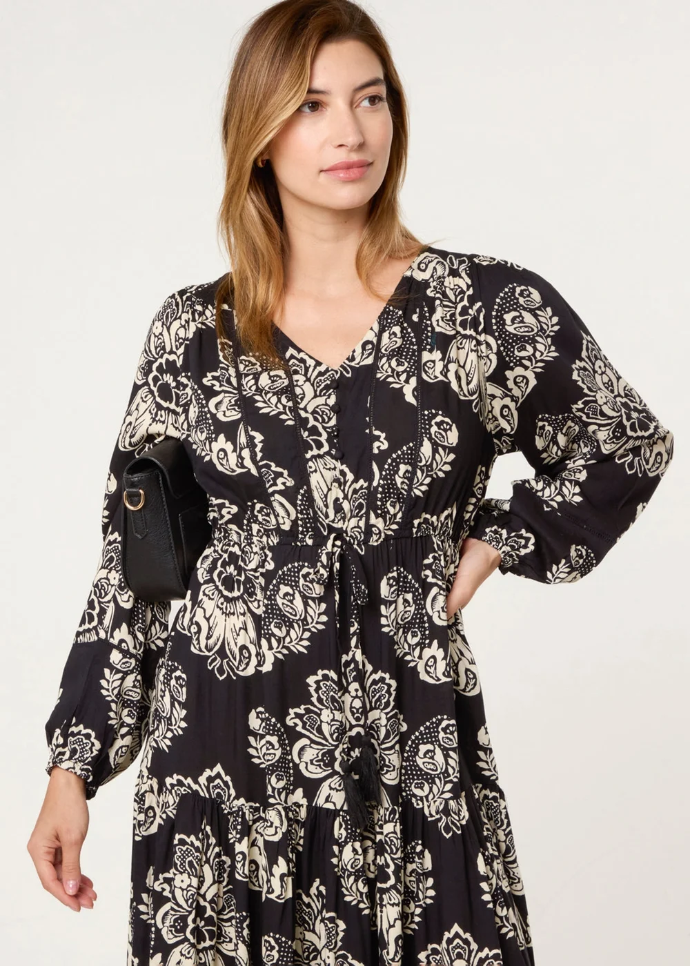 Blue Vanilla Black Button Front Midi Dress - M/L Image 4