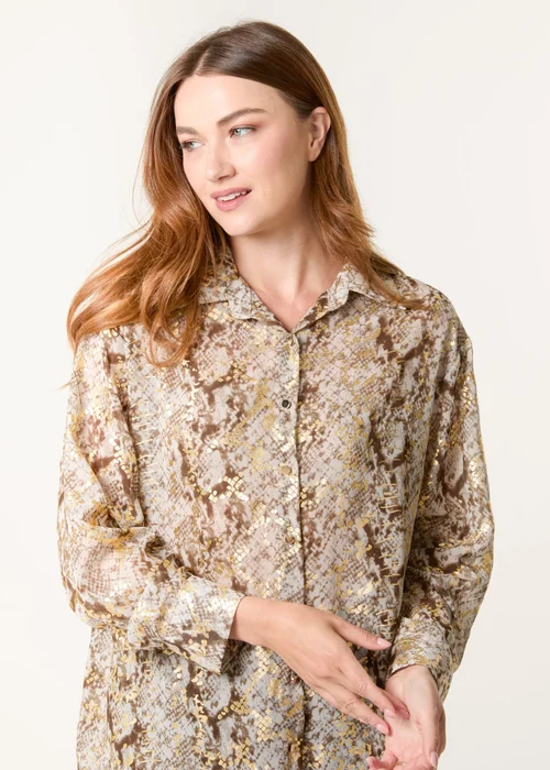 Blue Vanilla Gold Snake Print Long Sleeve Shirt - S Image 2