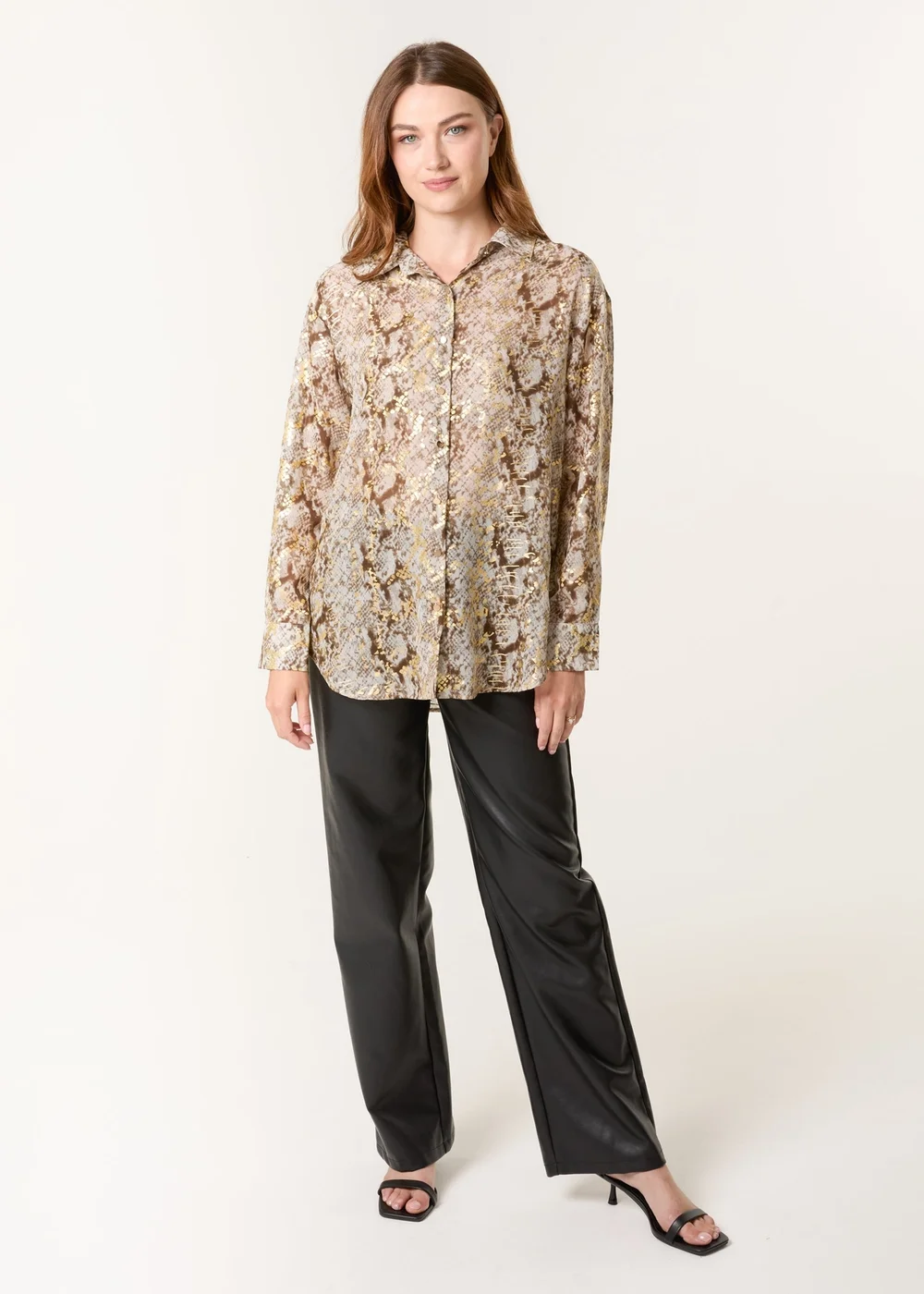 Blue Vanilla Gold Snake Print Long Sleeve Shirt - S Image 3