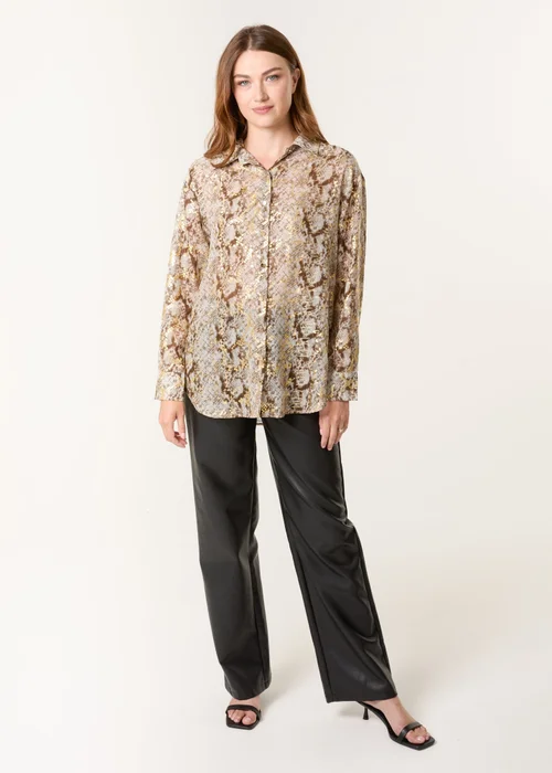 Blue Vanilla Gold Snake Print Long Sleeve Shirt - S Image 3