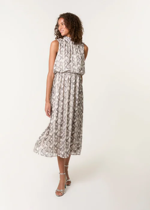 Blue Vanilla Grey Snake Print Diamante Dress - S Image 1