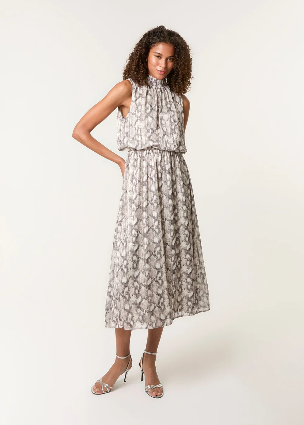 Blue Vanilla Grey Snake Print Diamante Dress - S Image 3