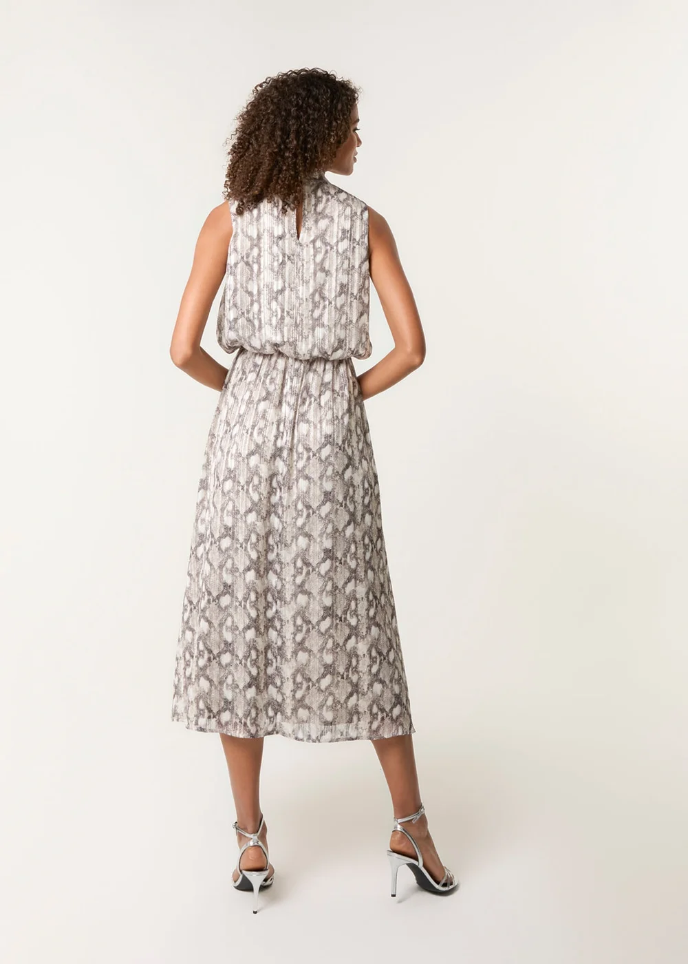 Blue Vanilla Grey Snake Print Diamante Dress - S Image 4