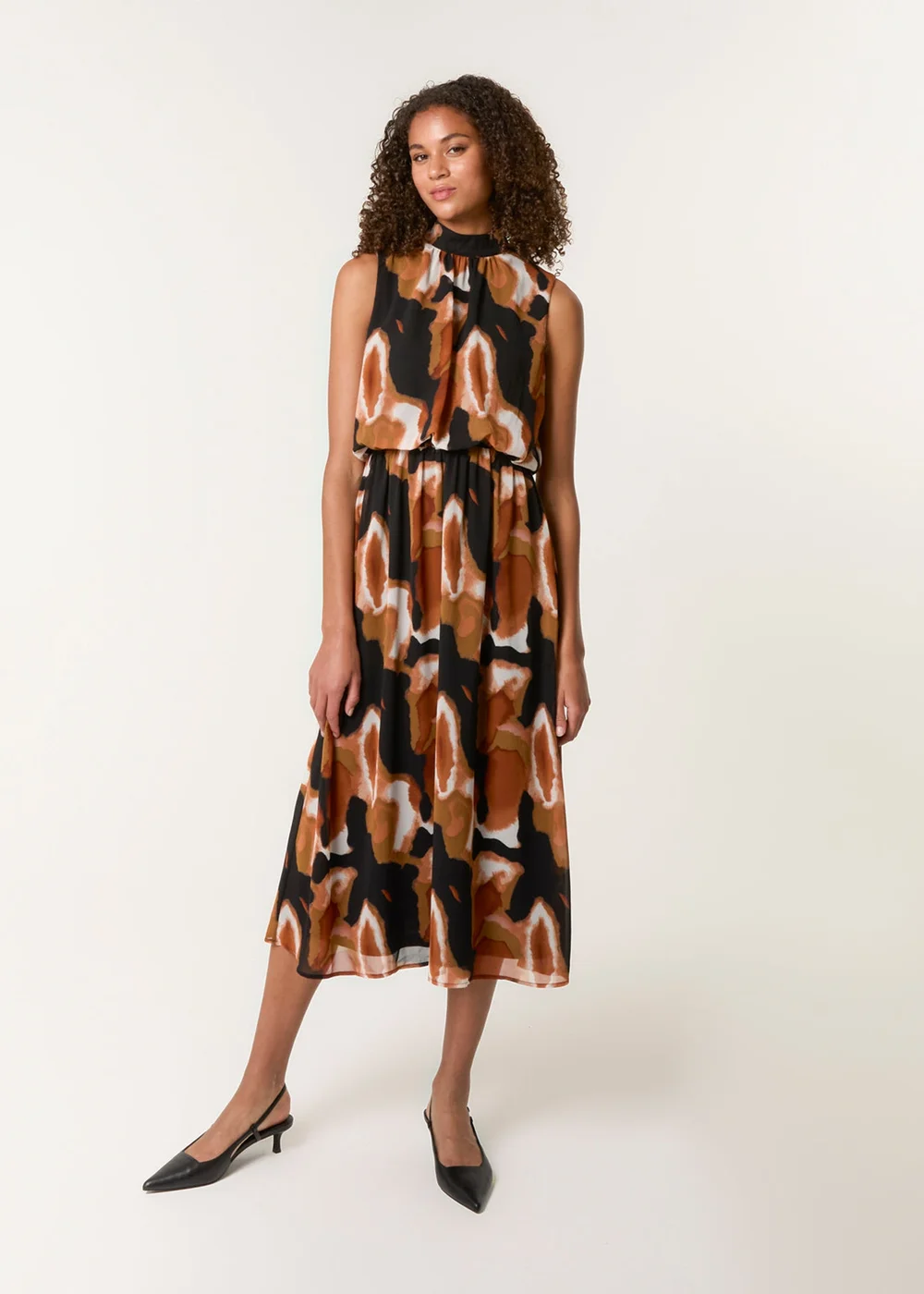 Blue Vanilla Red Sleeveless Puffball High Neck Printed Dress - XL Image 3