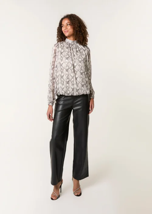 Blue Vanilla Grey Rhinestone Studded Snake Print Blouse - M Image 3