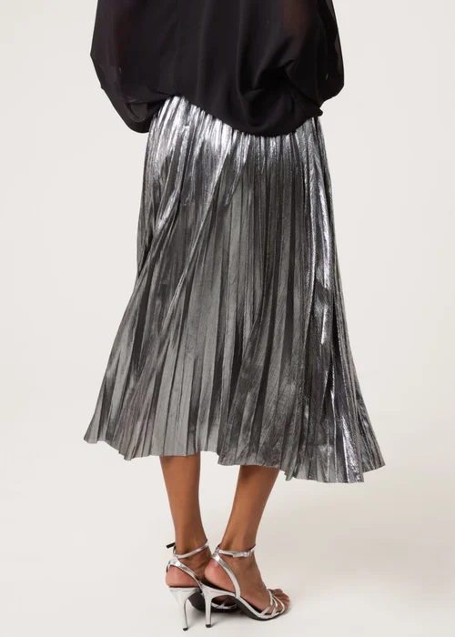 Blue Vanilla Grey Metallic Pleated Tulle Skirt - S/M Image 4