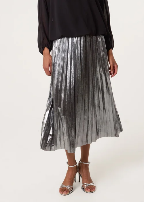 Blue Vanilla Grey Metallic Pleated Tulle Skirt - S/M Image 2