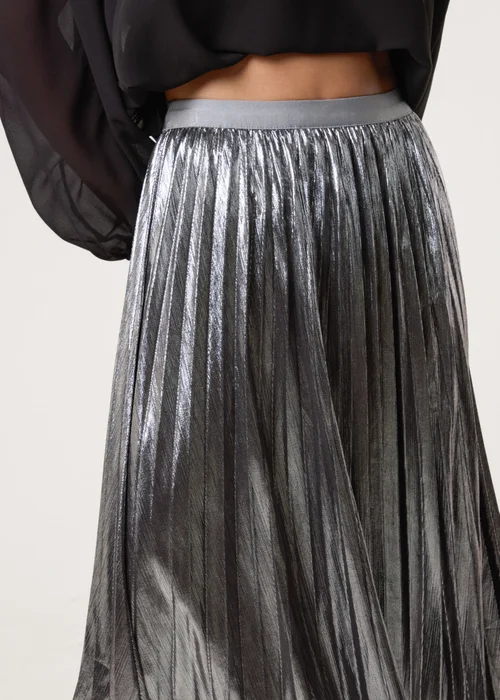 Blue Vanilla Grey Metallic Pleated Tulle Skirt - S/M Image 3