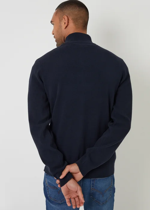 Threadbare Navy Cotton Blend Zip Up Funnel Neck Cardigan - 2XL Image 2