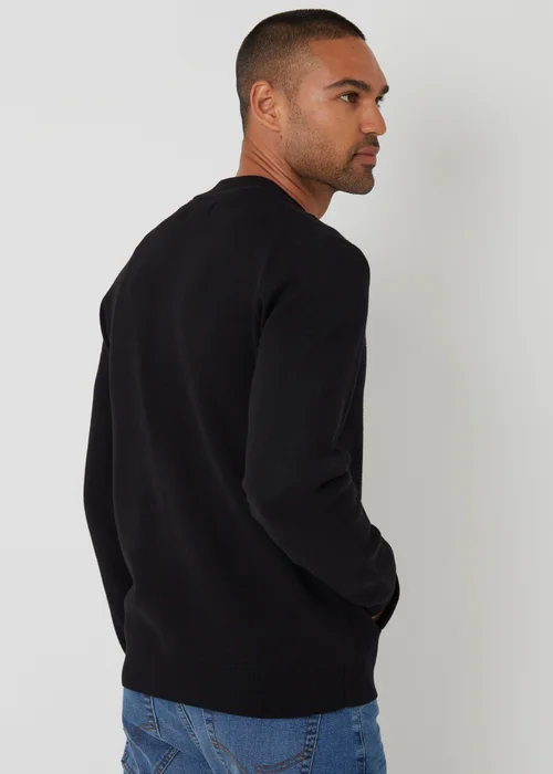Threadbare Black Bomber-Style Knitted Zip Through Cardigan - 2XL Image 2