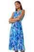 Roman Blue Floral Print Wrap Chiffon Midi Dress - 12 Image 1