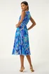 Roman Blue Floral Print Wrap Chiffon Midi Dress - 12 Image 3