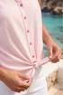 Roman Light Pink Contrast V-Neck Tie Front Blouse - 10 Image 4