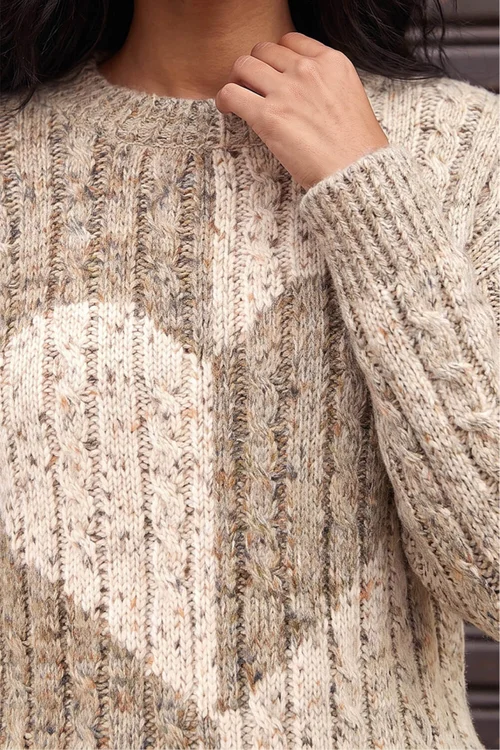 Roman Ivory Colour Block Heart Knit Jumper - 16 Image 4