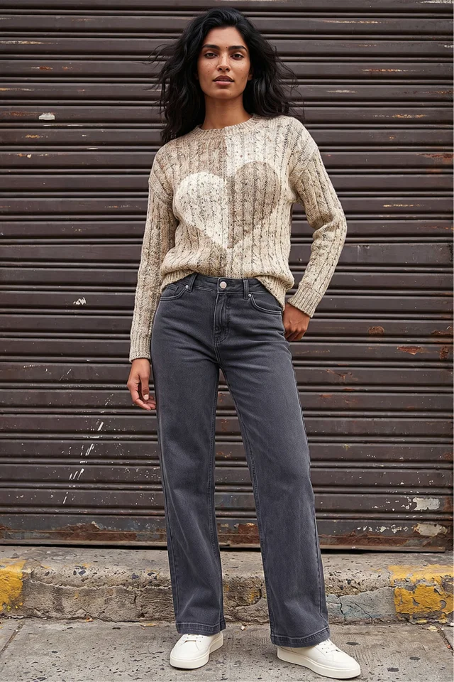 Roman Ivory Colour Block Heart Knit Jumper