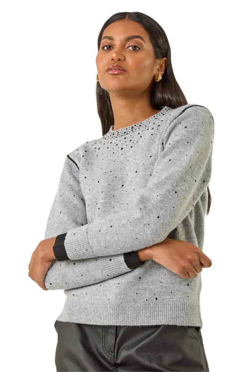 Roman Grey Embellished Knit Jumper - 20 Image 1
