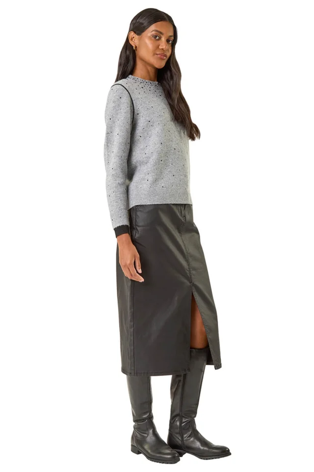 Roman Grey Embellished Knit Jumper