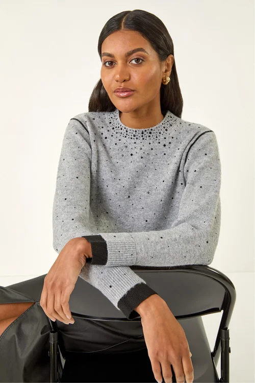 Roman Grey Embellished Knit Jumper - 20 Image 3
