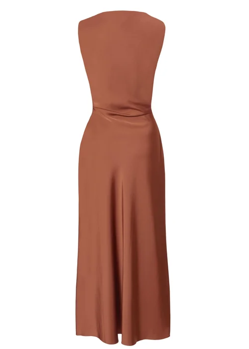 quiz satin ruched midi dress Quiz Khaki Satin Ruched Midi Dress