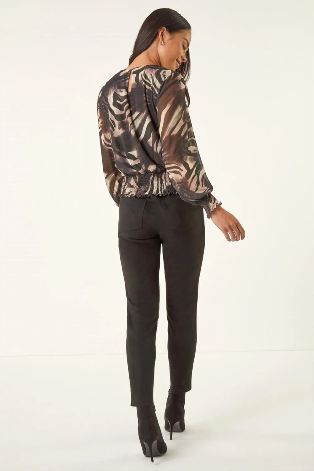 Roman Black Petite Mesh Blouson Top - 14 Image 4