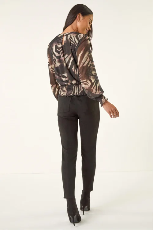 Roman Black Petite Mesh Blouson Top - 14 Image 4