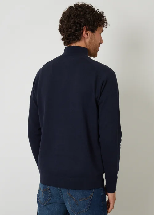 Threadbare Navy Textured Knit Quarter Zip Jumper - XL Image 2