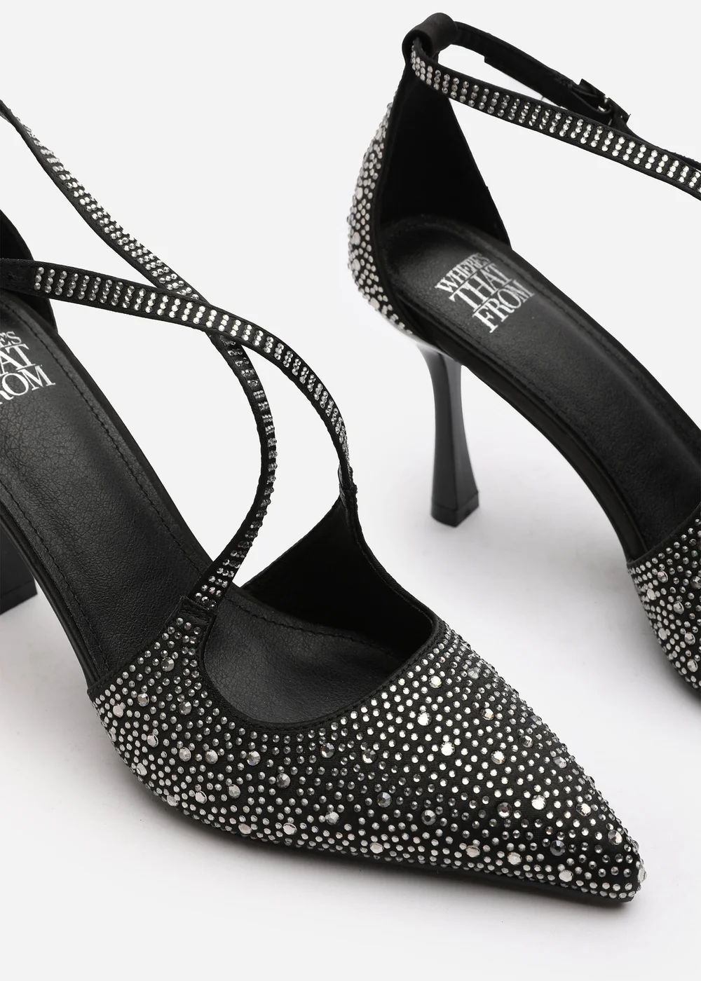 Where's That From Black Kaitlyn Strappy Pointed Toe High Heels - 4 Image 4