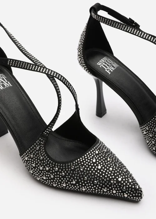 Where's That From Black Kaitlyn Strappy Pointed Toe High Heels - 4 Image 4