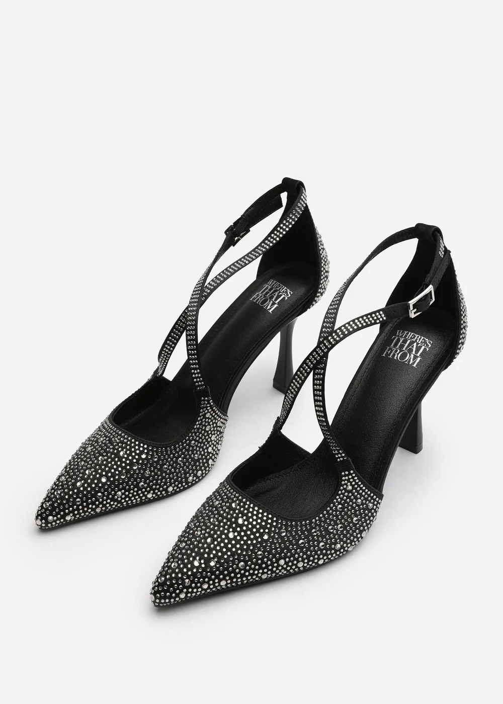 Where's That From Black Kaitlyn Strappy Pointed Toe High Heels - 4 Image 3