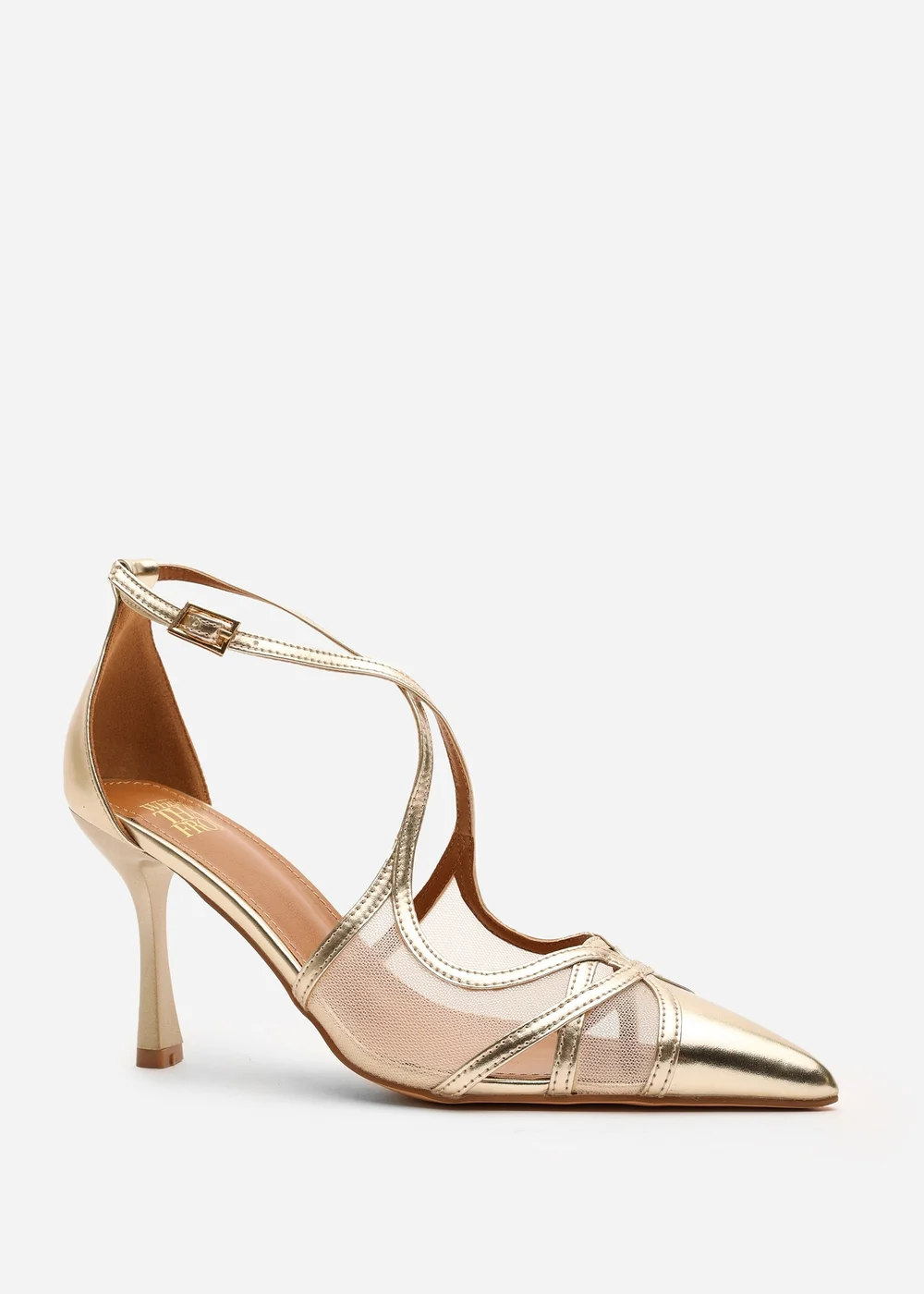 Where's That From Katherine Gold Metallic Strappy Pointed Toe Heels - 4 Image 3