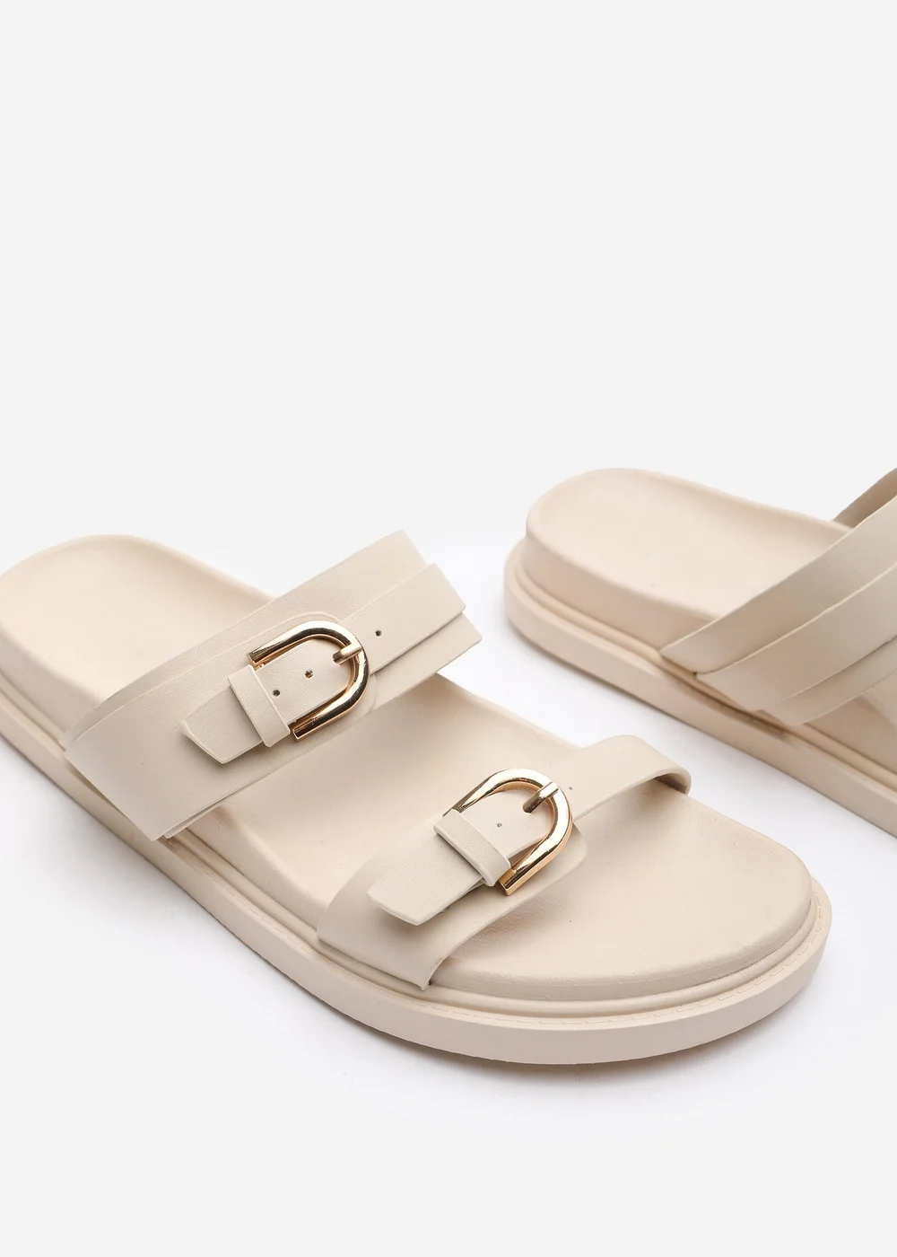 Where's That From Abrina Nude PU Flatform Sandals With Double Buckles - 8 Image 4